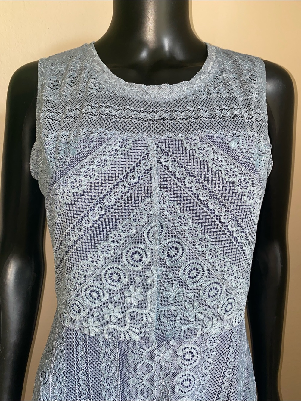 Skies Are Blue Lace Midi Dress in Dusty Blue - Picture 3 of 13